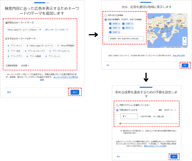 キーワードプランナーの登録方法「STEP3：広告を作成する②」